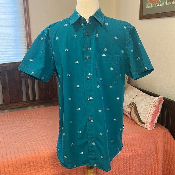 The North Face Baytrail Mens‎ Green Short Sleeve Button Down Shirt Tents sz M - Picture 2 of 13